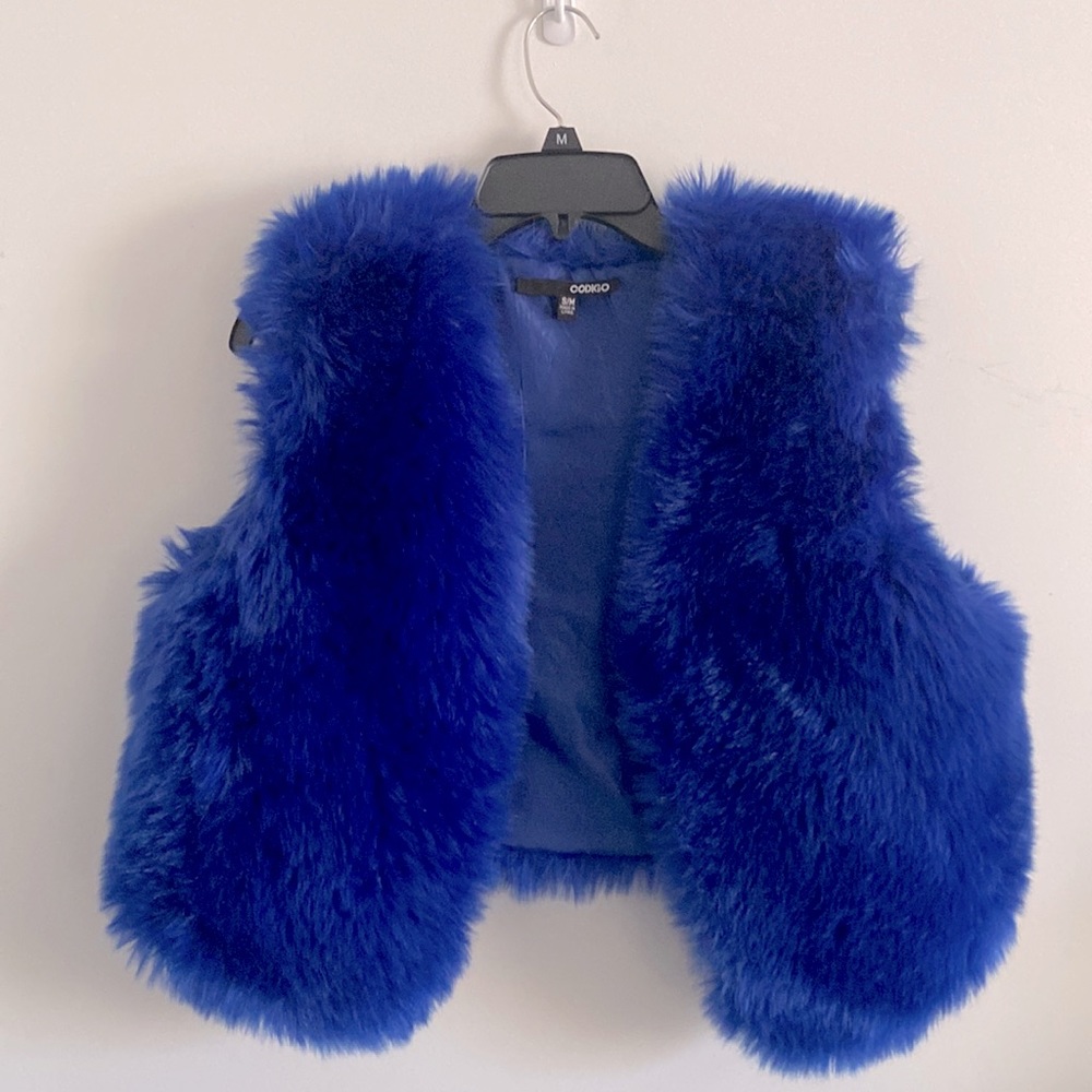 S/M Blue Fuzzy Vest.
